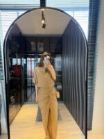 Drapeli keten elbise - Görsel 4