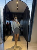 Çizgili Polo yaka sweatshirt - Görsel 2