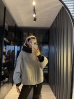 Yarasa kol kapüşonlu mont - Görsel 3