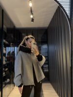 Yarasa kol kapüşonlu mont