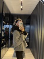 Yarasa kol kapüşonlu mont - Görsel 2