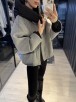 Yarasa kol kapüşonlu mont - Görsel 4